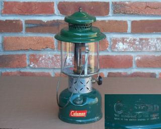 88 1959 Vintage Coleman Green 220e Double Mantel Lamp Lantern W/igniter