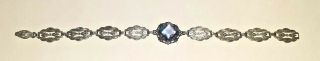 Antique Art Deco Bracelet Sterling Silver W/ Stone A Beauty 7 "
