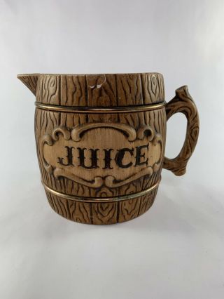 Rare Vintage Treasure Craft Barrel Style Juice Serving Pitcher ©1957 Usa