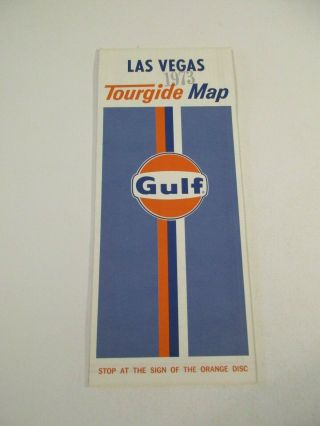 Vintage 1973 Gulf Las Vegas Tourgide Map Oil Gas Service Station Box Y