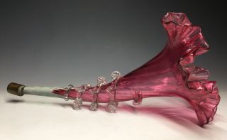 19th C.  Antique Victorian Ruby Pink Glass Hand Blown Epergne English