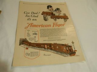 Vintage 1926 American Flyer Toy Train Large Man Cave Print Ad 5i2