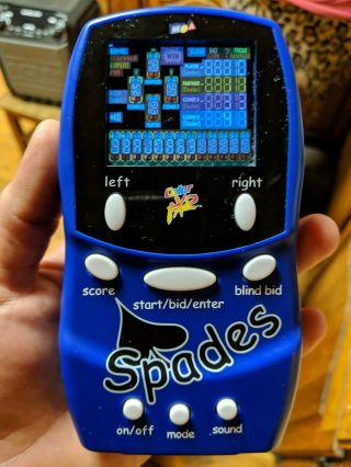 Vintage Mga Entertainment Spades Handheld Game Color Fx2 Blue Case