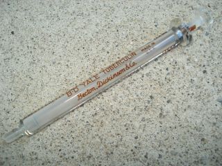 Vintage B - D Yale Tuberculin Syringe Glass Reusable 1yl Rutherford Nj 1.  00cc