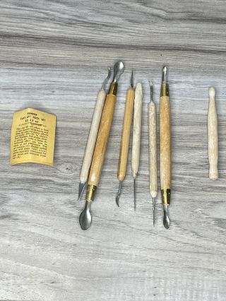 8 Assorted Vintage Clay Sculpting Modeling Tools Wood Wire Loop Spatula Morilla