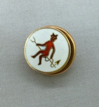 Antique 10k Gold Enamel Lapel Stud Merry Mischief Maker Devil Collar Pin Stief