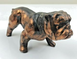 Vintage Cast Bronze Copper Brass English Bulldog Figure Paperweight