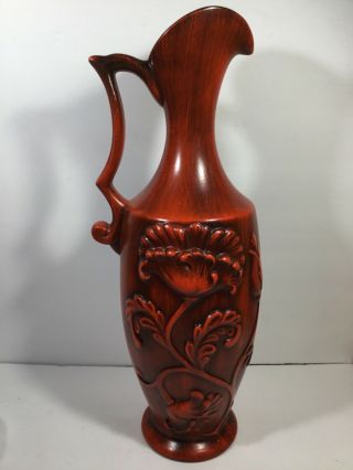 Vintage Rare Royal Haeger Ceramic Tall Red Pitcher Flower Vase 18” Great Gift