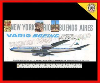 Varig Airlines Brazil C1962 Airline Brochure.  America System Map.  Rr B707