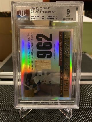 Jackie Robinson 2004 Topps Tribute Game Bat Relic Bgs 9 - Beauty