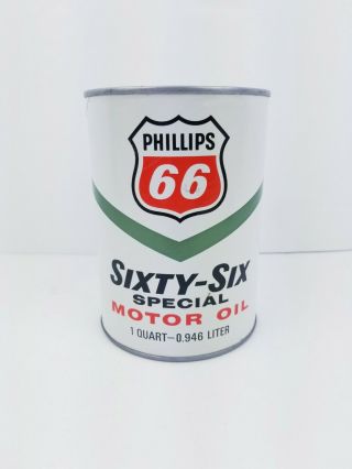 Vintage Phillips 66 Sixty - Six Special Motor Oil 1 Quart Can