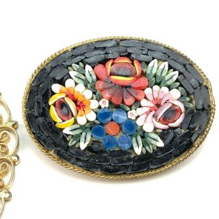 Vintage Micro Mosaic brooch and pendant made in Italy 2