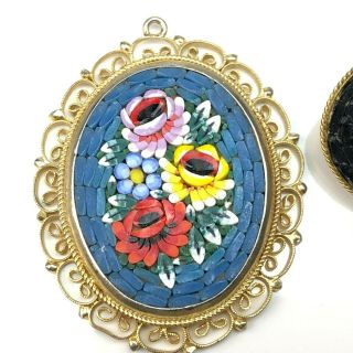 Vintage Micro Mosaic brooch and pendant made in Italy 3