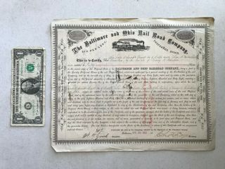 1893 Baltimore Ohio Railroad Company Stock Certificate (1868 Stock) & Letter