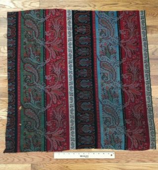 antique c.  1870 wool paisley Kashmir shawl fabric (31 