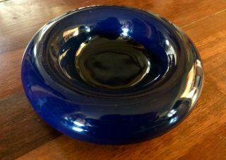 Vintage Mid - Century Modern Haeger 5136 Blue Ceramic Pottery Dish Flange Bowl