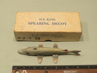 Vintage Ice King Spearing Decoy Fishing Lure Bear Creek Bait Co,  Box