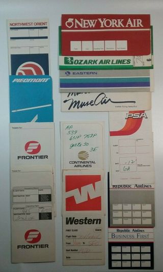 Defunct Airlines Empty Ticket Folders Sleeves (13) 11 Different Airlines