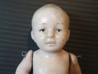 Antique Small All Bisque German 3 ½ Inch Baby Doll Wire Jointed 2