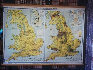 Ancient England Vintage Antique Pull Down School Wall Map 1960 Uk Great Britain