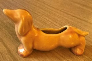 Vintage Ceramic Dachshund Weiner Dog Small Figurine Planter RARE 3