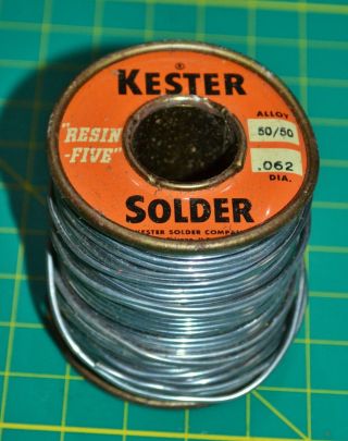 1 Vintage Kester 50/50 Resin Five Core Solder.  062 1lb