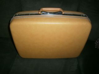 Vtg.  Samsonite Silhouette Hard Case Luggage 20” Yellow Suitcase With Keys