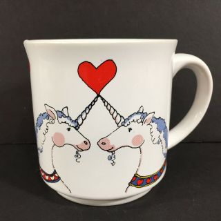 Vintage Unicorn Lovers Valentine Ceramic Coffee Mug Recycled Paper Products