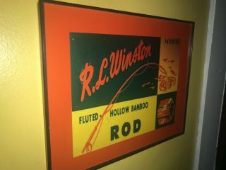 R.  L.  Winston Fly Fishing Bamboo Rod Reel Creel Advertising Man Cave Sign