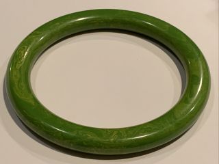 Vintage Green & Yellow Marbled Bakelite Bangle Bracelet