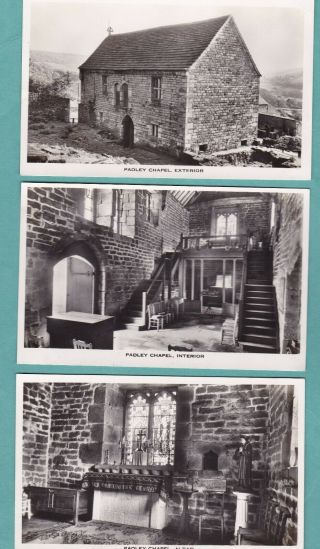 Padley Chapel [derbyshire] : 3 Vintage Real Photo Postcards