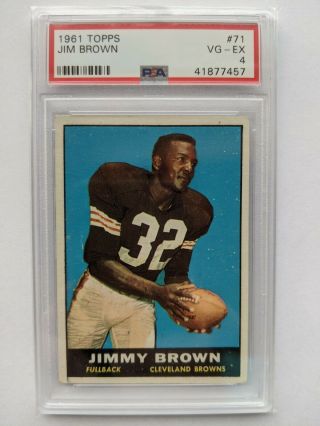 1961 Toppps Football 71 Jim Brown Hof Psa 4 Cleveland Browns Hof