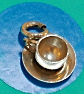 Sterling Silver Vintage Bracelet Charm N6 Cup And Saucer