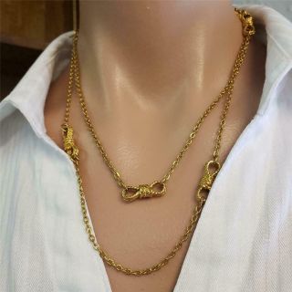 Vintage Roget TM Gold Tone Chain Necklace 36 