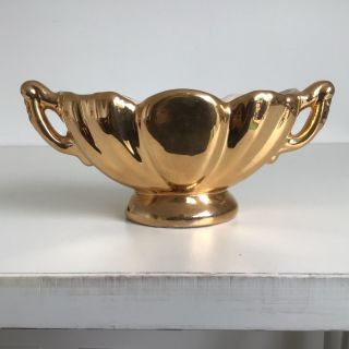 Vintage Gold Coloured Vase With Handles By M.  O.  P Mingay Sydney,  Australia 403