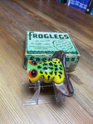 Vintage Fishing Lure Jenson Froglegs Kicker Tough Color Old Texas Bait