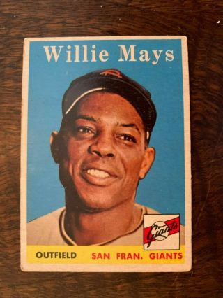 1958 Topps 5 Willie Mays San Francisco Giants Baseball Card Vg/ex