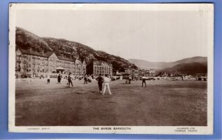 Old Vintage 1947 Rp Postcard The Sands Barmouth Merionethshire Playing Cricket