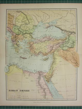 1869 Antique Map Roman Empire Eastern Section Tharcia Dacia Cyprus Syria