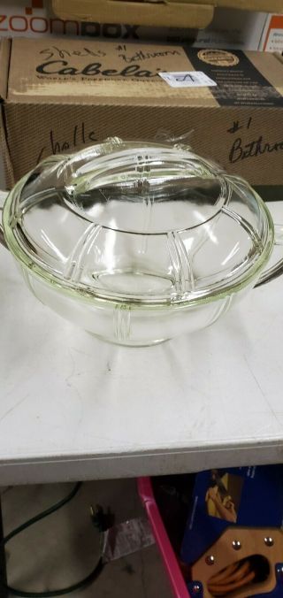 Vintage Queen Anne Glasbake Footed Bowl Retro Deco With Lid Euc