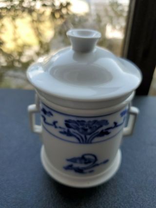 Vintage German 3 Piece Blue White Porcelain Tea Infuser