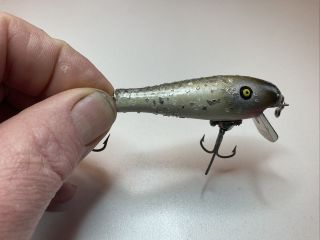 Vintage Old Pflueger Palomine Wood Fishing Lure With Pressed Eyes 2 3/4” Long