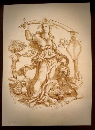 Judith And Holofernes Antique Drawing Brown Ink On Laid Paper