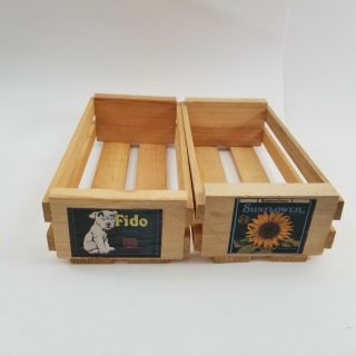 2x Vtg Napa Valley Box Company Wooden Cassette Tape Holder Wood Storage Crate