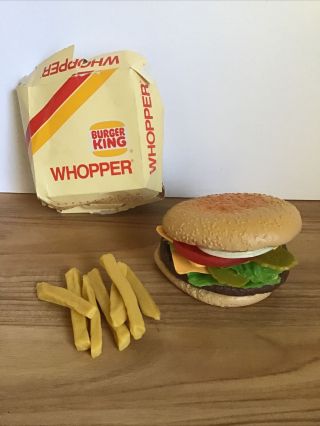 Vintage 1987 Burger King Whopper Burger Realistic Play Food With Fries
