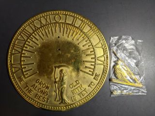 Vintage Brass Sundial Father Time Eagle Grow Old Along With Me 11 "