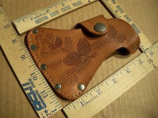Vintage Estwing Axe Tooled Leather Pine Cone No.  1 Hatchet Sheath Cover