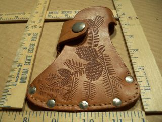 Vintage Estwing Axe Tooled Leather Pine Cone No.  1 Hatchet Sheath Cover 2