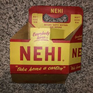 Vintage Everybody Loves Nehi Cardboard Carton Carrier 6 Pack Bottle Master