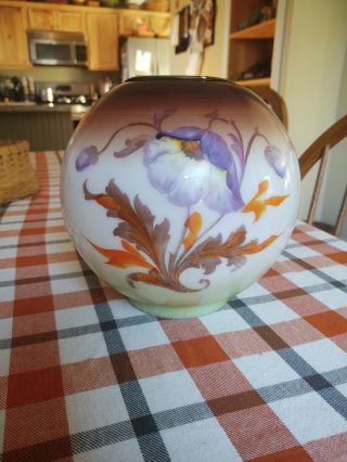 Victorian Globe Ball Oil Kerosene Banquet Lamp Shade Gone With The Wind Antique